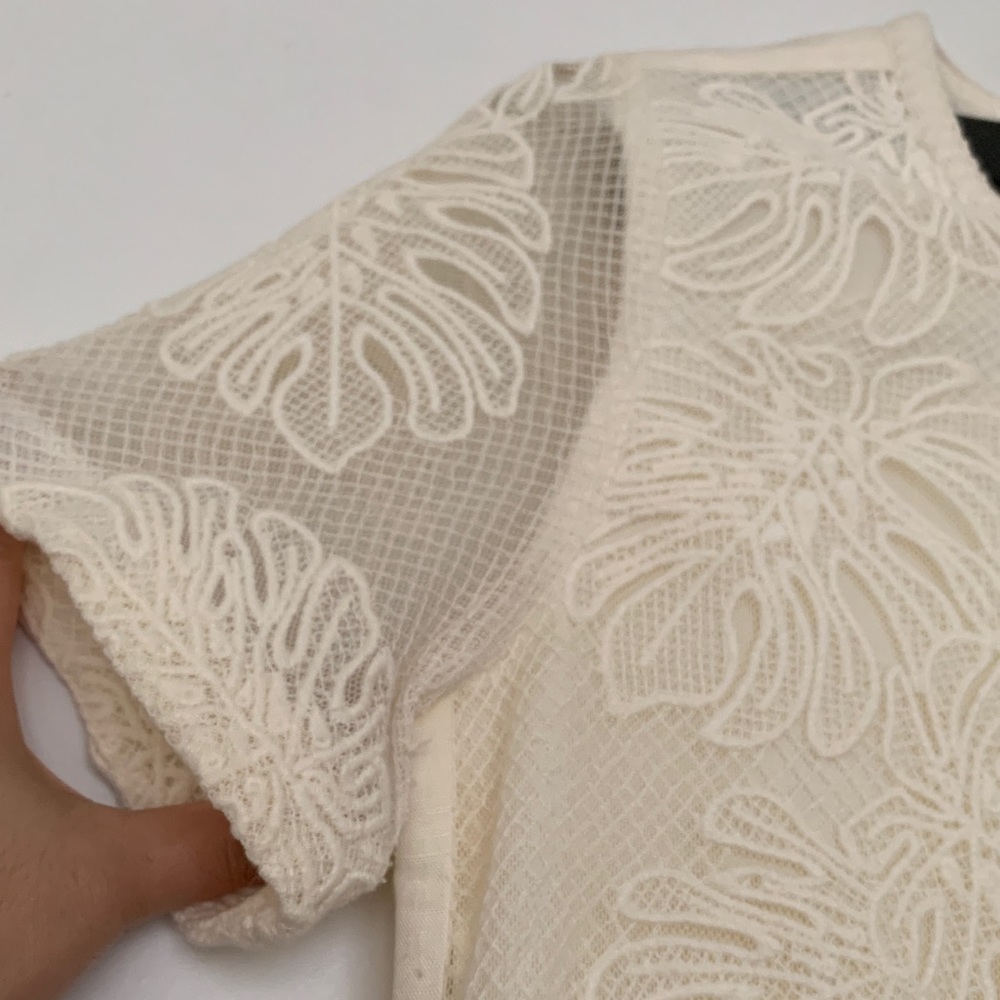 Loft Monstera Leaf Overlay Mini Dress NWOT